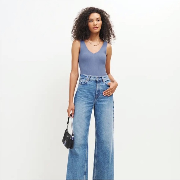 Reformation Slate Blue Ribbed Tank Top - Picture 2 of 7